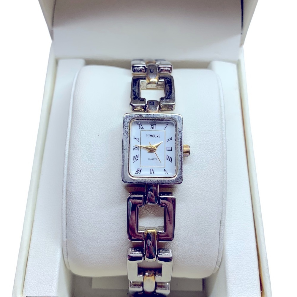 Rumours | Vintage Silver Tone Square Face Quartz Analog Watch